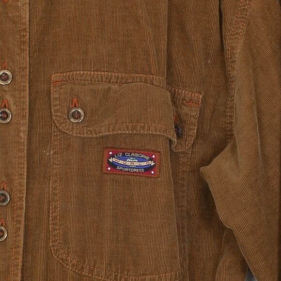 Vintage Liz Claiborne Womens Corduroy Button Front Dress Belt Size 8 Tan 80s - Picture 3 of 9